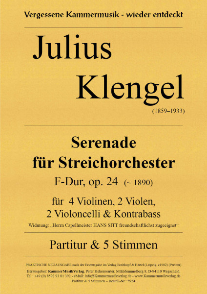 Klengel, Julius – Serenade für Streichorchester, F-Dur, op. 24