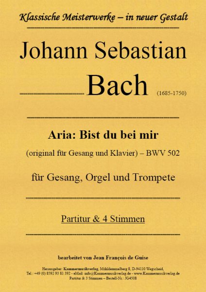 Bach, Johann Sebastian – Aria: Bist du bei mir