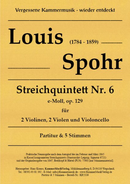 Spohr, Louis - String Quintet No. 6