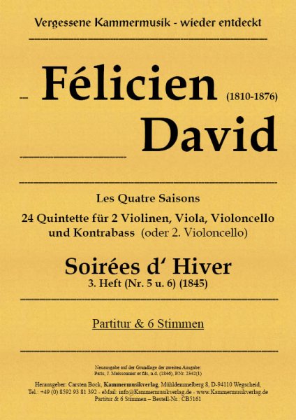 David, Félicien – Soirées d‘ Hiver 3. Heft (Nr. 5 u. 6) (1845)