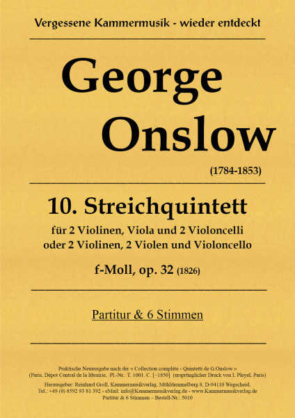 Onslow, George – Streichquintett Nr. 10, f-Moll, op. 32