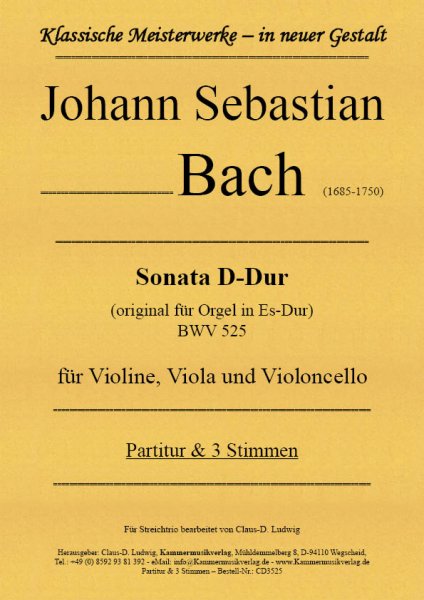 Bach, Johann Sebastian – Sonata D-Dur für Streichtrio BWV 525