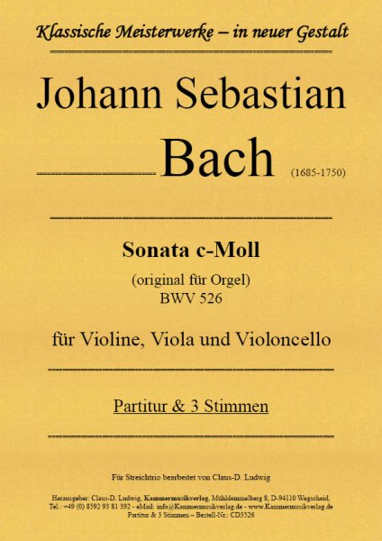 Bach, Johann Sebastian – Sonata c-Moll für Streichtrio BWV 526