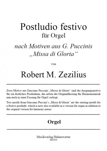 Zezilius, Robert M. – Postludio festivo für Orgel