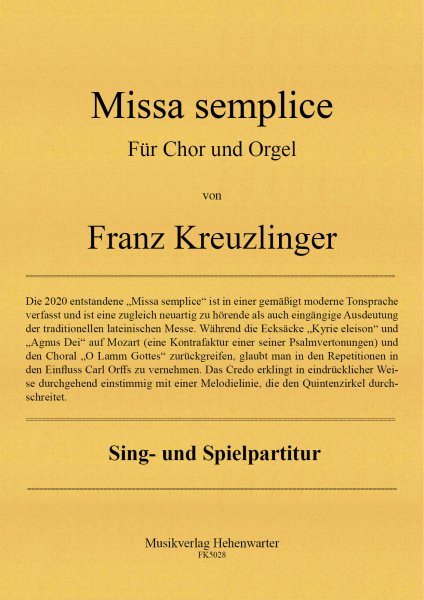 Kreuzlinger Franz – Missa semplice