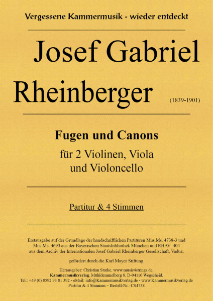 Rheinberger, Josef Gabriel – Fugen und Canons für Streichquartett