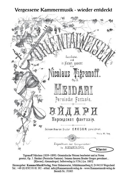 Tigranoff, Nikolaus – Orientalische Weisen für Klavier