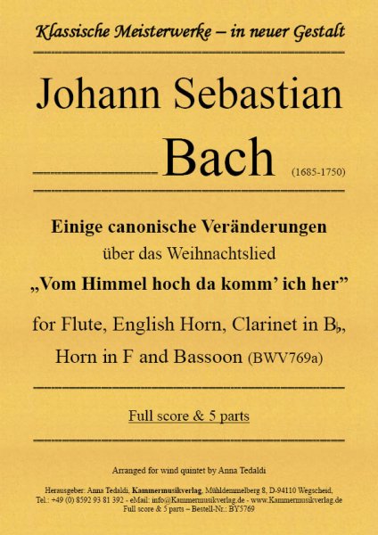 Bach, Johann Sebastian – „Vom Himmel hoch da komm’ ich her”