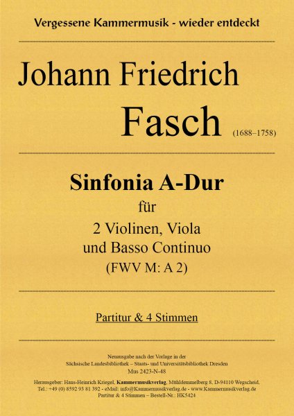 Fasch, Johann Friedrich – Sinfonia A-Dur (FWV M: A 2)