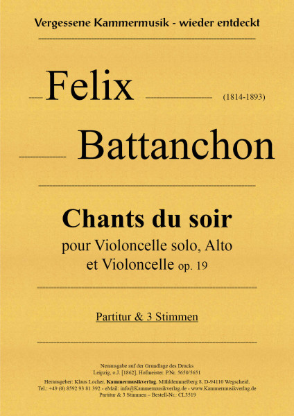 Battanchon, Felix – Chants du soir, op. 19