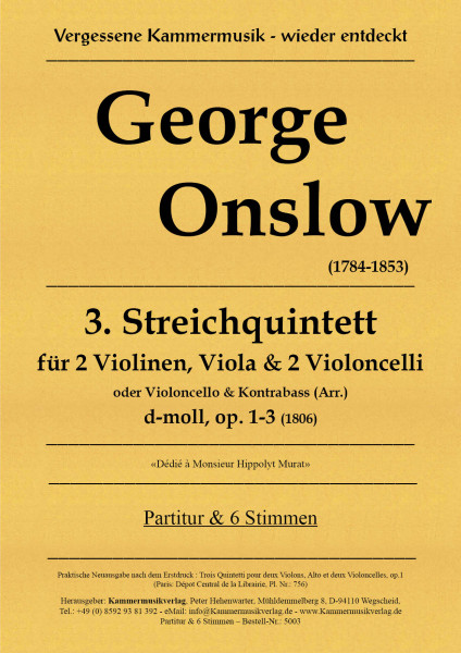 Onslow, George – Streichquintett Nr. 03, d-Moll, op. 1-3
