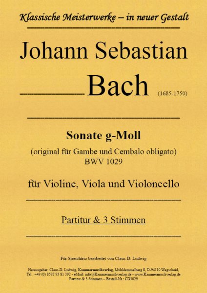 Bach, Johann Sebastian – Sonate g-Moll für Violine, Viola und Violoncello
