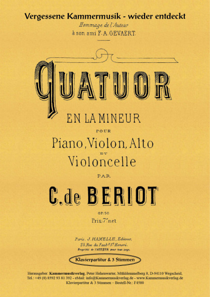 Bériot, Charles de – Klavierquartett, a-Moll, op. 50