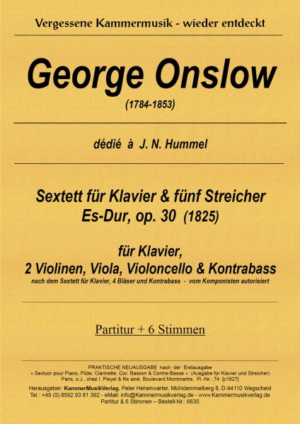 Onslow, George – Klaviersextett Nr. 1, Es-Dur, op. 30