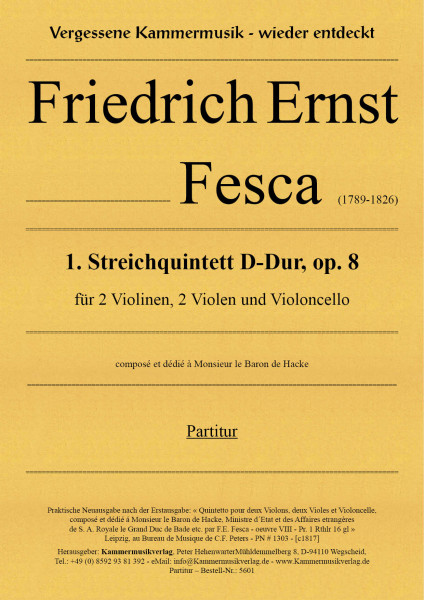 Fesca, Friedrich Ernst – Streichquintett Nr. 1, D-Dur, op. 8