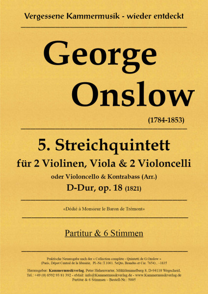 Onslow, George – Streichquintett Nr. 05, D-Dur, op. 18