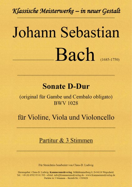 Bach, Johann Sebastian – Sonata in D major for violin, viola and violoncello