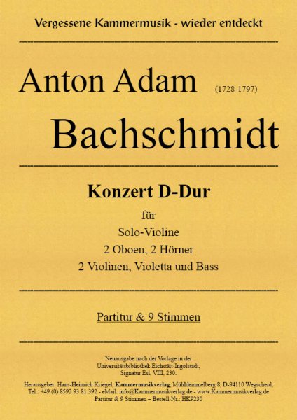 Bachschmidt, Anton Adam – Konzert D-Dur