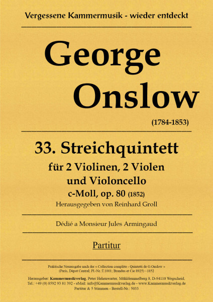 Onslow, George – Streichquintett (2Va) Nr. 33, c-Moll, op. 80