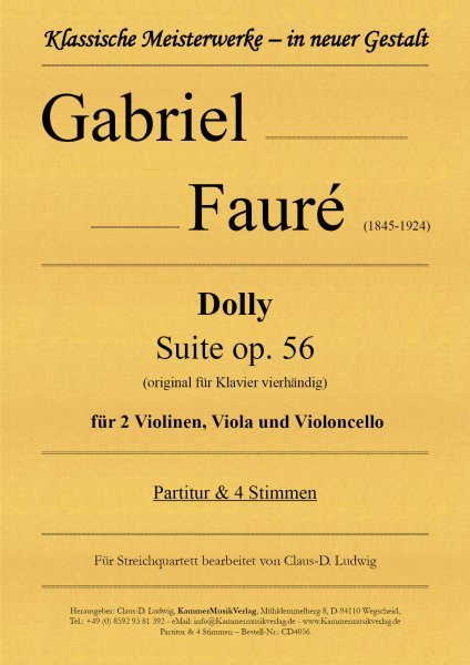 Fauré, Gabriel –Dolly Suite op. 56 für Streichquartett