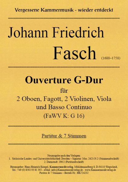 Fasch, Johann Friedrich – Ouverture G-Dur (FaWV K: G 16)