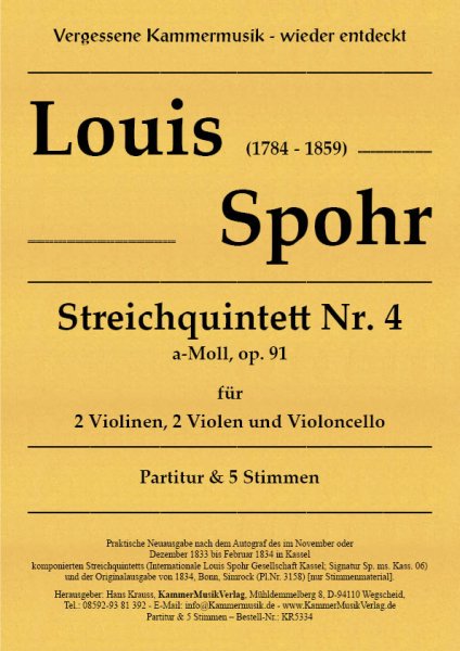 Spohr, Louis - String Quintet No. 4