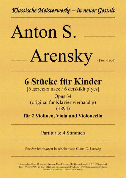 Arensky, Anton S. – 6 Stücke für Kinder