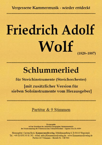 Wolf Friedrich Adolf – Schlummerlied für Streichinstrumente (Streichorchester)
