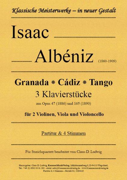Albéniz, Isaac – Granada ⁕ Cádiz ⁕ Tango 3 Klavierstücke