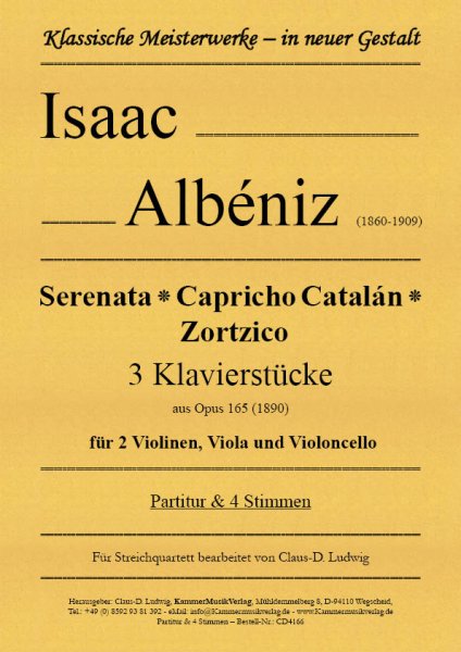 Albéniz, Isaac – Serenata ⁕ Capricho Catalán ⁕ Zortzico 3 Klavierstücke
