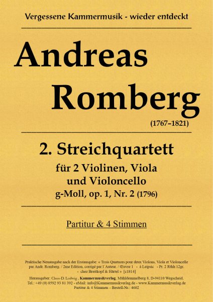 Romberg, Andreas – 2. Streichquartett g-Moll, op. 1, Nr. 2 (1796)