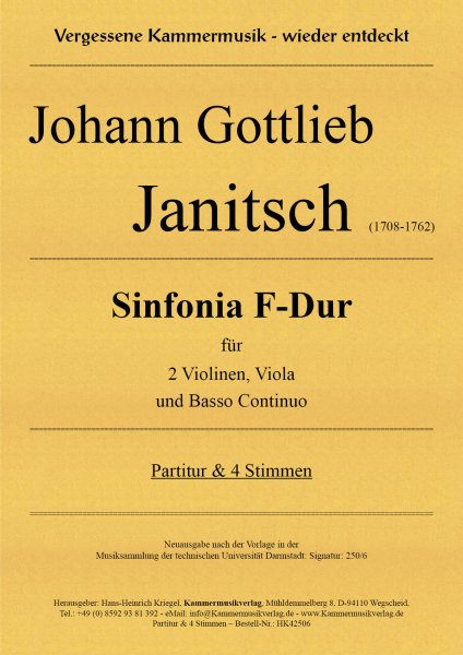 Janitsch, Johann Gottlieb – Sinfonia F-Dur