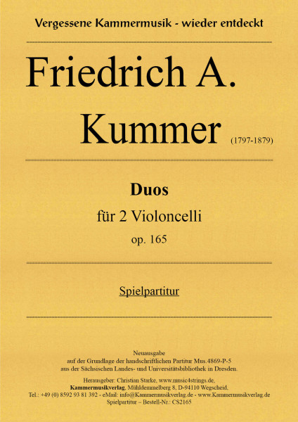 Kummer, Friedrich August – 3 Duos für 2 Violoncelli op.165