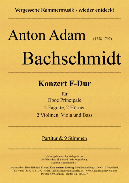 Bachschmidt, Anton Adam – Konzert F-Dur