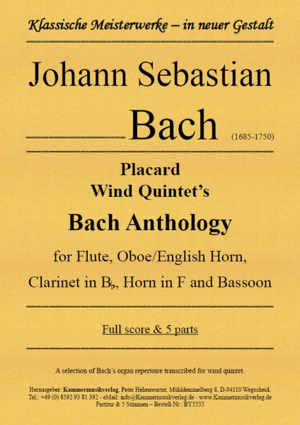 Bach, Johann Sebastian – Placard Wind Quintet’s Bach Anthology