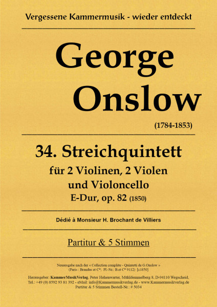 Onslow, George – Streichquintett (2 Va) Nr. 34, E-Dur, op. 82
