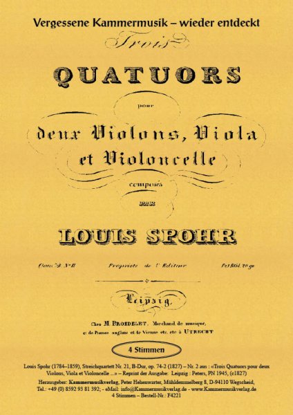 Spohr, Louis - String Quartet No. 21, B flat major, op. 74-2