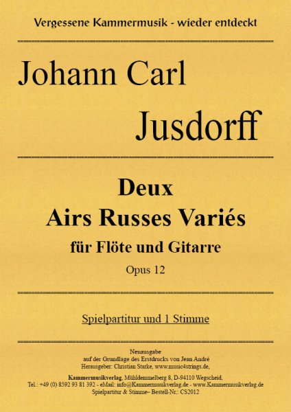 Jusdorff, Johann Carl – Deux Airs Russes Variés für Flöte und Gitarre Opus 12