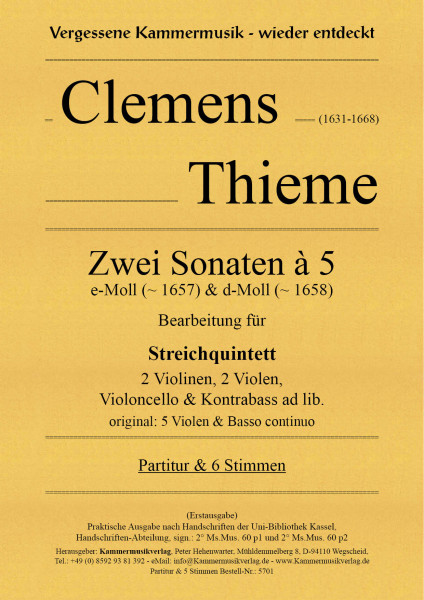 Thieme, Clemens – Streichquintett Nr. 1, e-Moll, sig60p1/p2