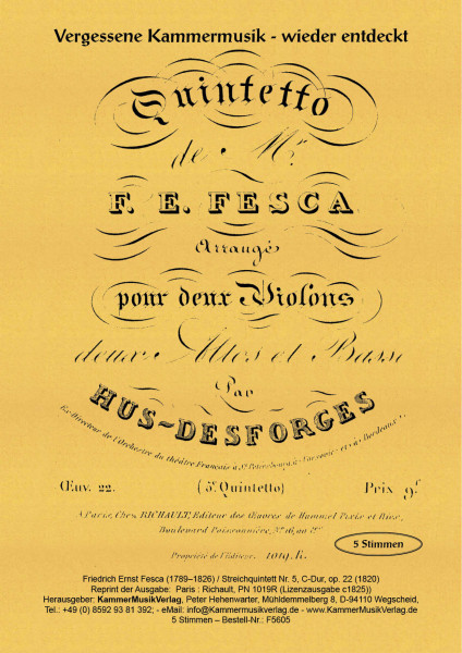 Fesca, Friedrich Ernst – Streichquintett Nr. 5, C-Dur, op. 22