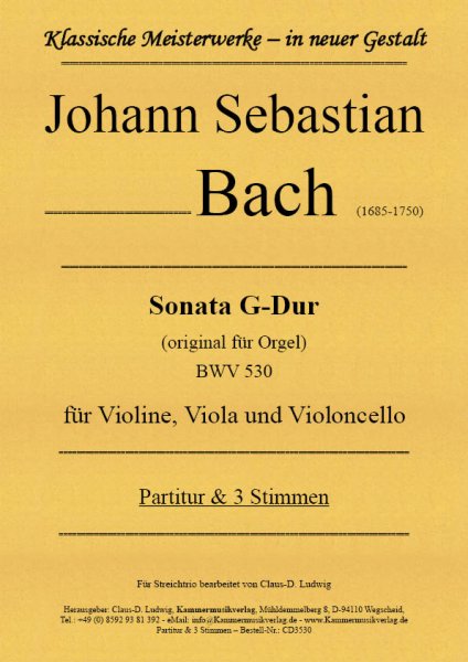 Bach, Johann Sebastian – Sonata G-Dur für Streichtrio BWV 530