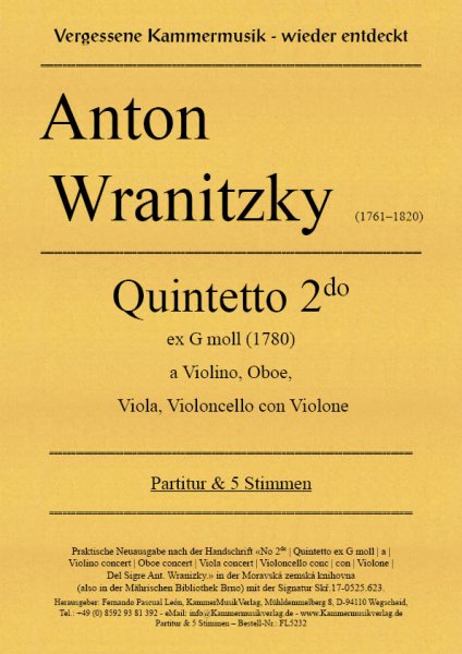 Wranitzki, Anton – Quintetto 2do ex G moll (1780)
